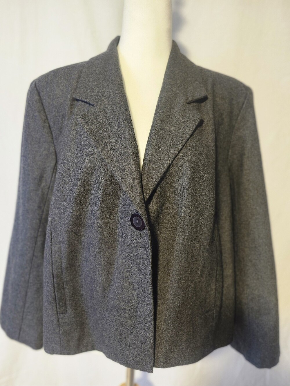 Merona Gray Single-Button Women's Wool Blend Blazer